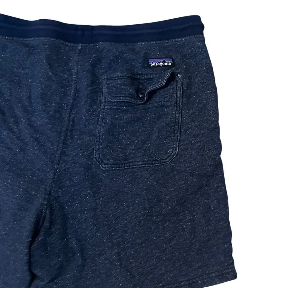 Patagonia Heather Blue Organic Cotton Blend Drawstring Athletic Shorts Mens XL